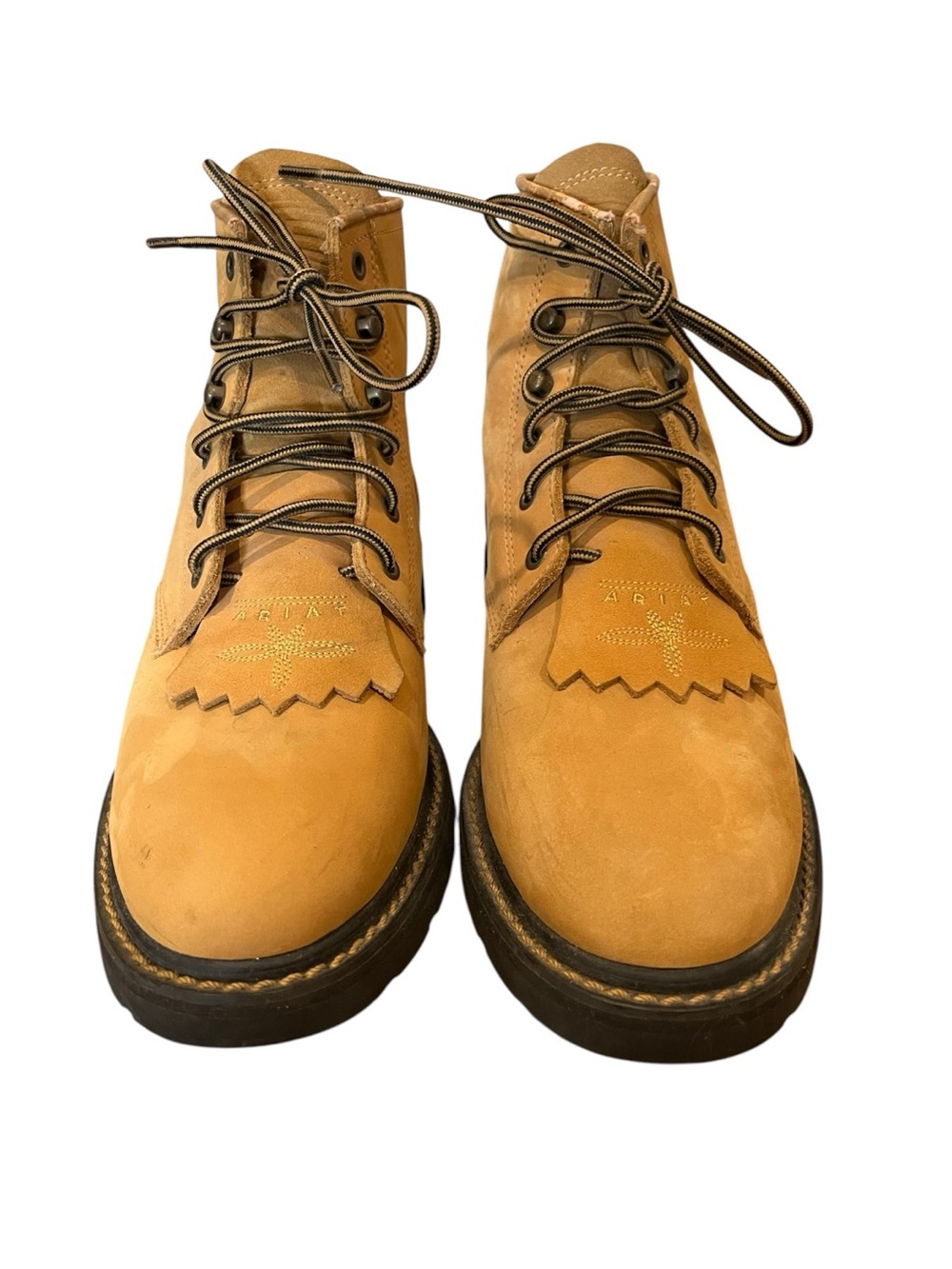 Ariat western roper kiltie Tan Nubuck Lace-Up Chukka Work Boots size 8.5